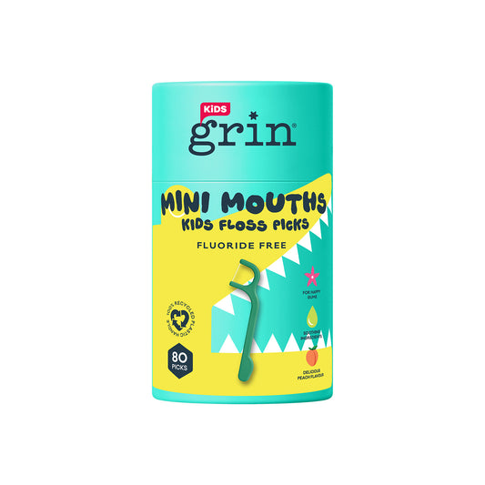Grin Kids Floss Picks Croc 80pk Peach Flavour