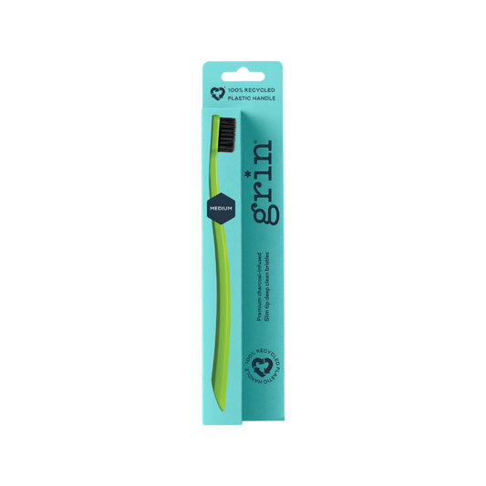 Grin Charcoal-Infused 100% Recycled Toothbrush - Lime - Medium