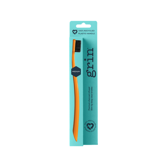 Grin Charcoal-Infused 100% Recycled Toothbrush - Orange - Medium