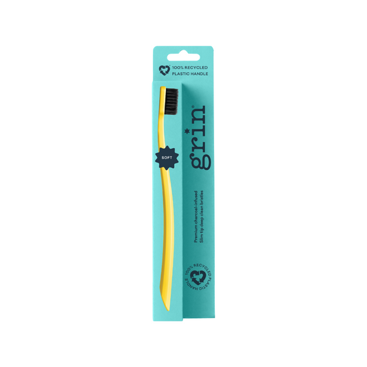 Grin Charcoal-Infused 100% Recycled Toothbrush - Lemon - Soft