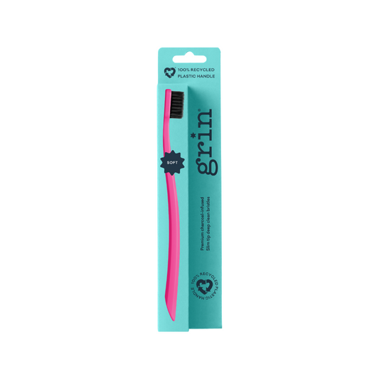 Grin Charcoal-Infused 100% Recycled Toothbrush - Fuschia - Soft