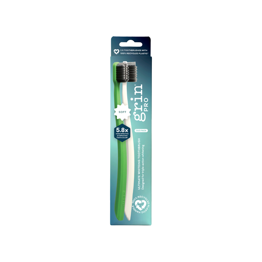 Grin Pro Ultimate Whitening Toothbrush Green and White 2 pk
