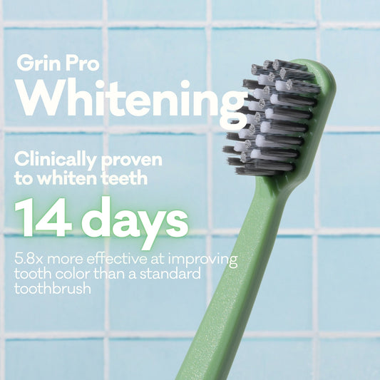 Grin Pro Ultimate Whitening Toothbrush Green and White 2 pk