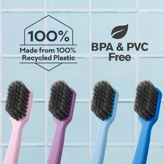 Grin 100% Recycled Toothbrush 4pk Medium Purple