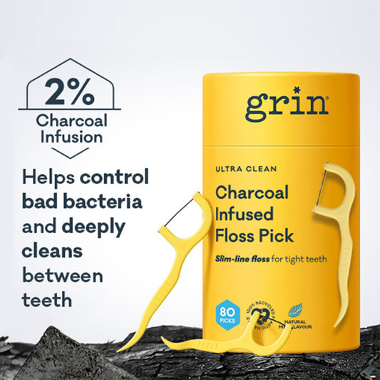 Adult Charcoal Infused Dental Flossers 80 pk