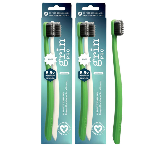 Grin Pro Ultimate Whitening Toothbrush Green&White 2pk