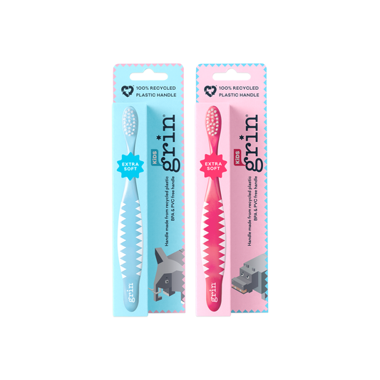 Grin Kids 100% Recycled Toothbrush Mixed Soft Pink & Blue