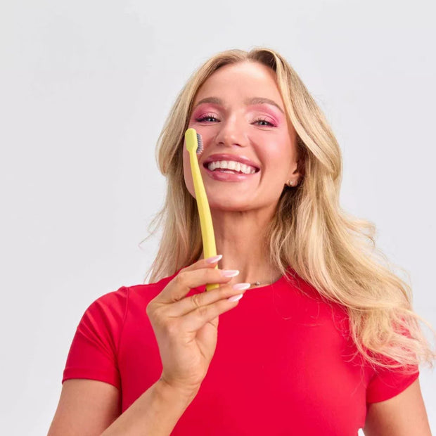 Grin Charcoal-Infused 100% Recycled Toothbrush for Sensitive Teeth and Gums - Lemon - Soft