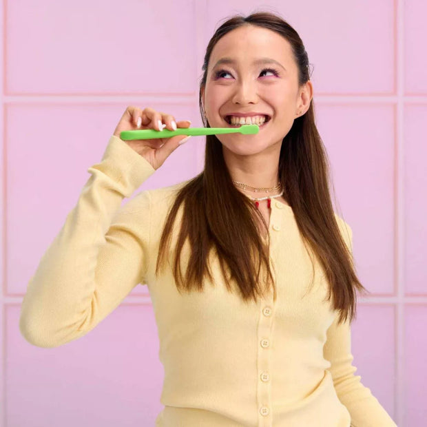 Grin Charcoal-Infused 100% Recycled Toothbrush for Sensitive Teeth and Gums - Lime - Medium