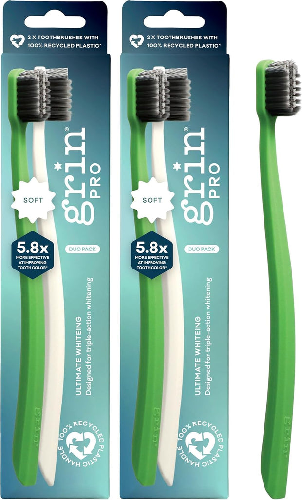 Grin Pro Ultimate Whitening Toothbrush Green&White 2pk