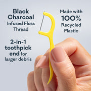 Adult Charcoal Infused Dental Flossers 80 pk