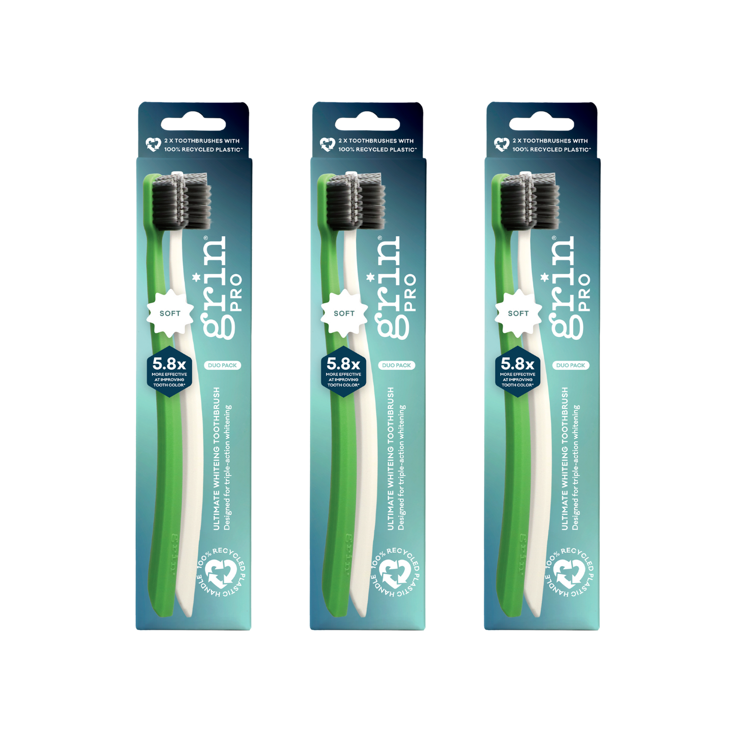 Grin Pro Ultimate Whitening Toothbrush Green and White 2 pk