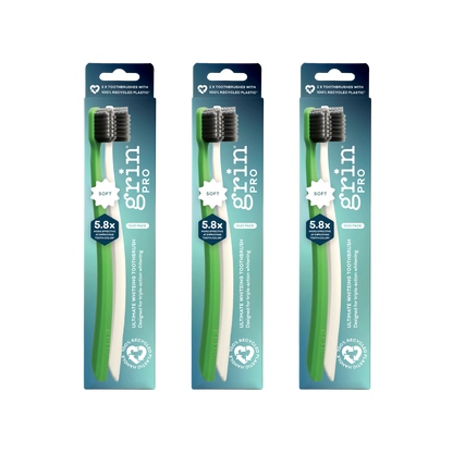 Grin Pro Ultimate Whitening Toothbrush Green and White 2 pk