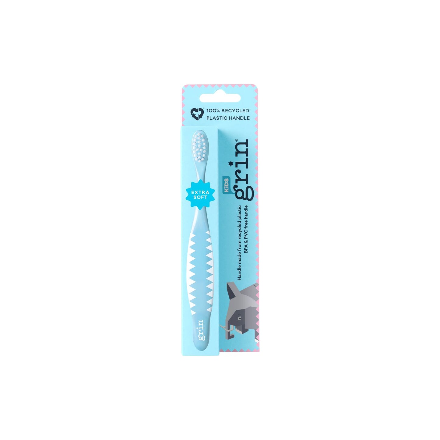 Grin Kids 100% Recycled Toothbrush Mixed Soft Pink & Blue