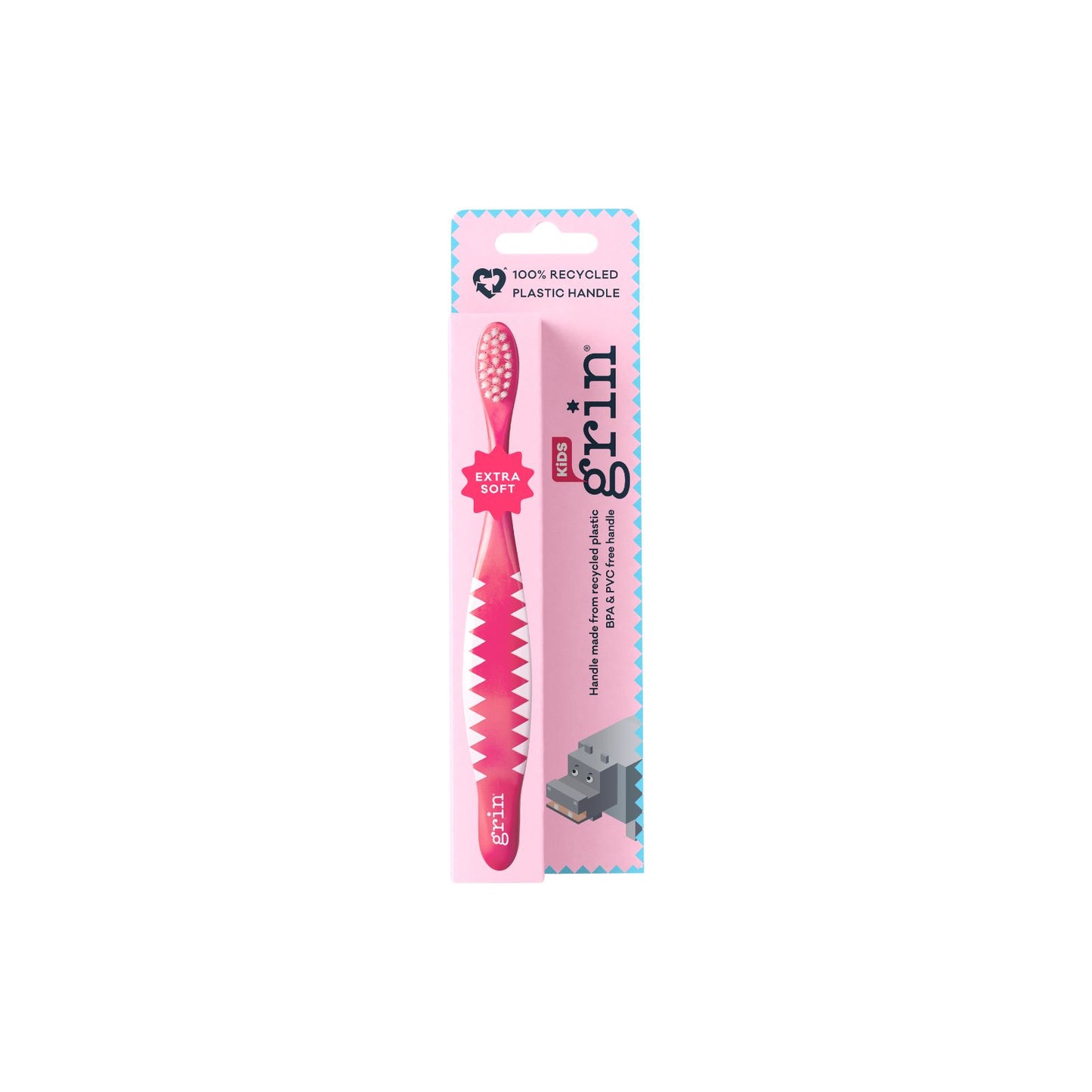 Grin Kids 100% Recycled Toothbrush Mixed Soft Pink & Blue