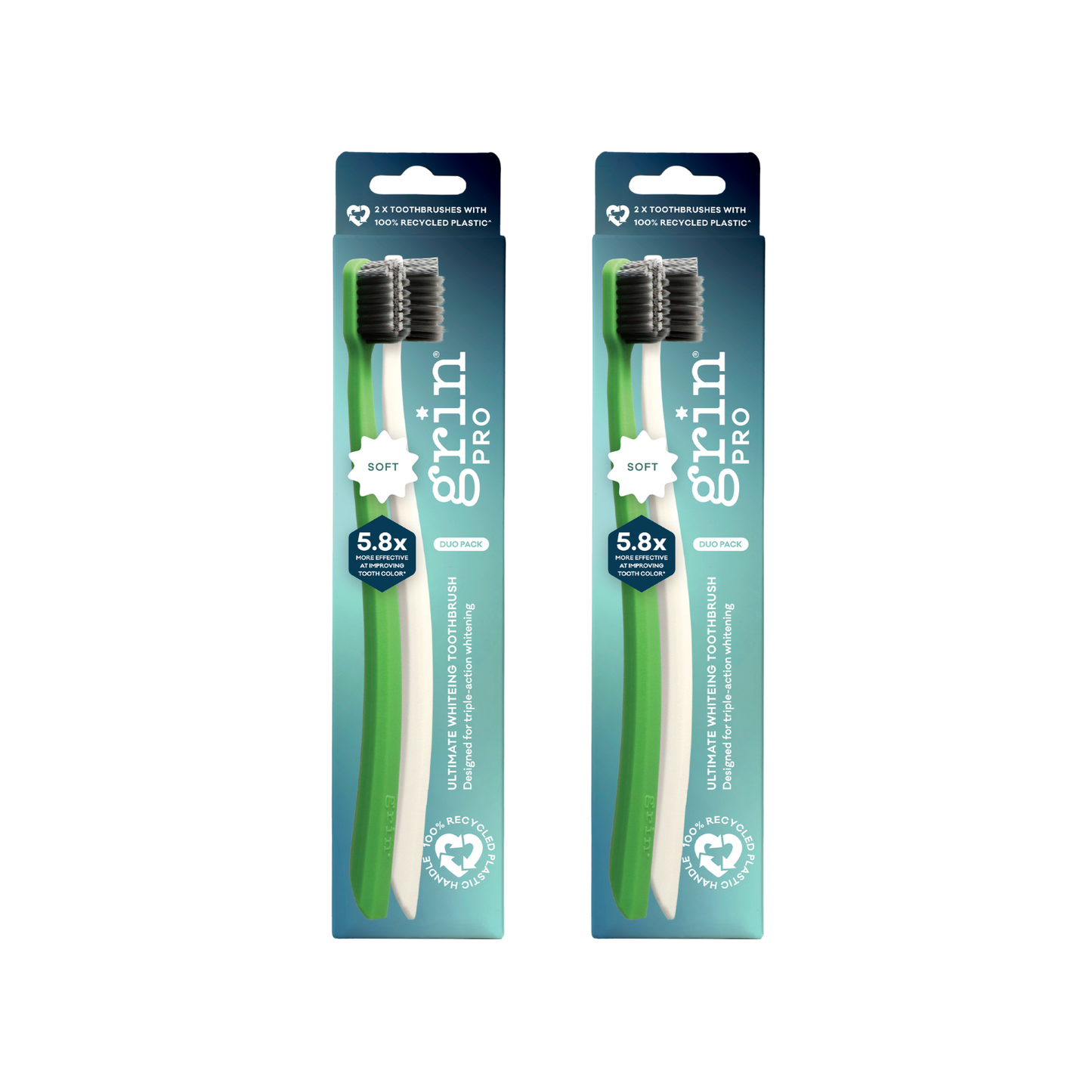 Grin Pro Ultimate Whitening Toothbrush Green and White 2 pk