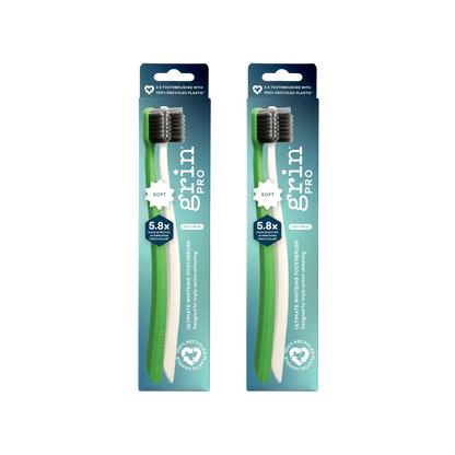 Grin Pro Ultimate Whitening Toothbrush Green and White 2 pk