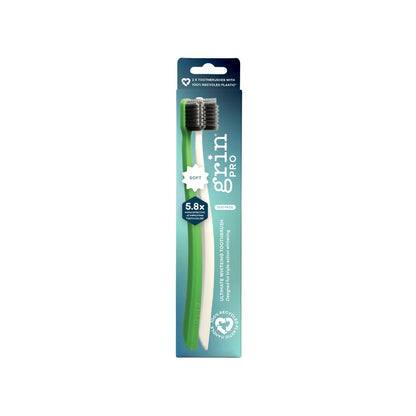 Grin Pro Ultimate Whitening Toothbrush Green and White 2 pk