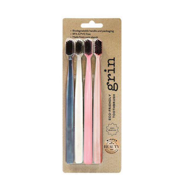 Grin Toothbrush Four Pack Pink (Soft）-Grin Natural US