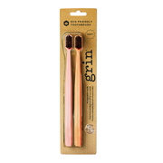 Grin Bio Toothbrush Twin Pack Pink & Orange (Soft)-Grin Natural US
